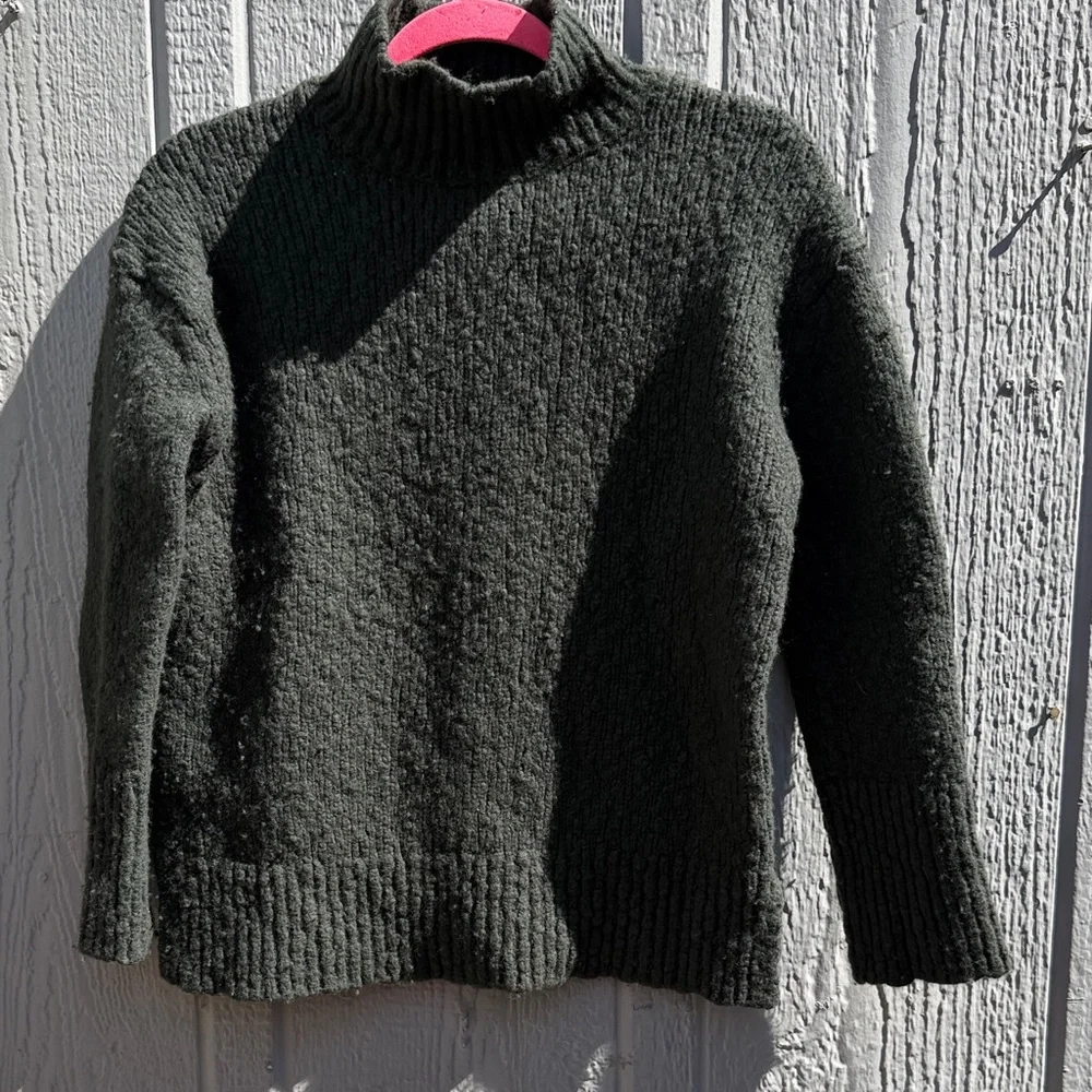 Vince Wool Blend Pullover Mock Neck Hunter Sweater, Size: M